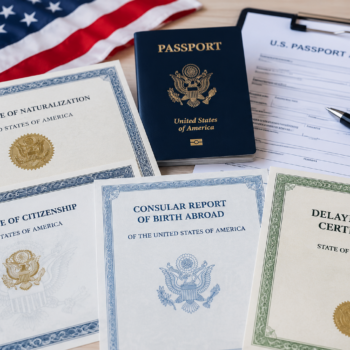 Alternative documents accepted for a U.S. passport application, including citizenship certificates and a U.S. passport.